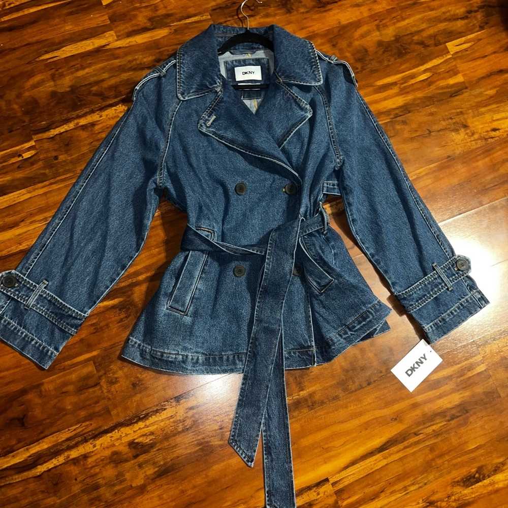 DKNY Women's Indigo Double-Breasted Denim Jacket